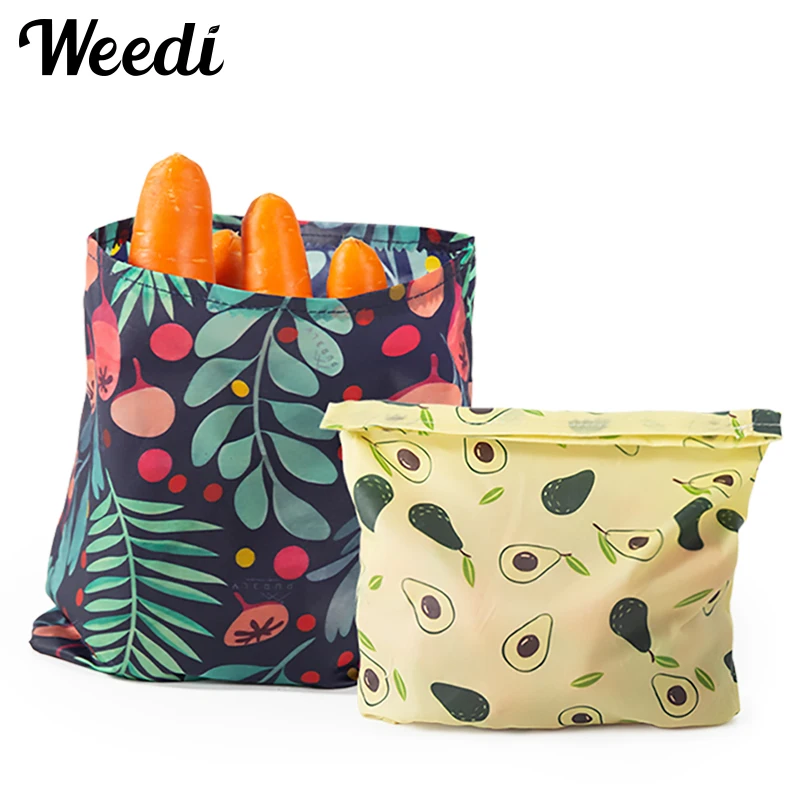 

WEEDI 3PCS Reusable Beeswax Food Bags Set, Zero Waste Beeswax Wrap Pouches For Bread, Fruits & Snacks, Plastic-Free Food Storage