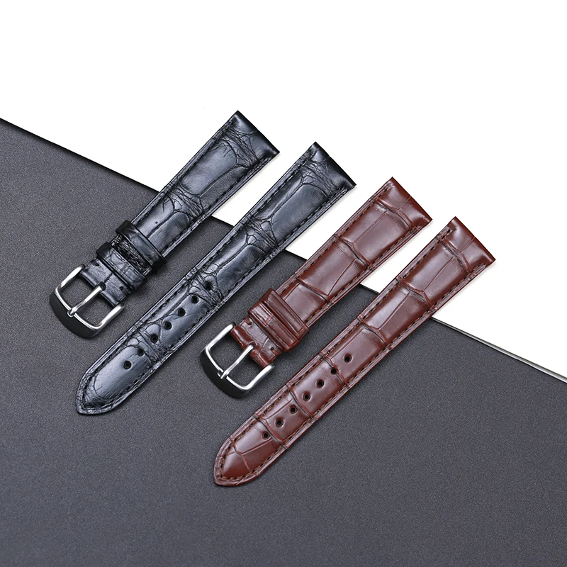 SAUPPO Crocodile Leather Strap Suitable for Carl F. Bucherer ADAMAVI Watchband Bamboo Grain 19mm Brown Black Watch Belt