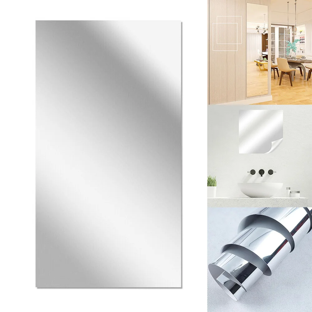 

Square Acrylic Mirror Wall Sticker Adhesive Foil Wall Foil Tile Glass Sticker Decorative Shower Makeup Panel 200x60 Cm