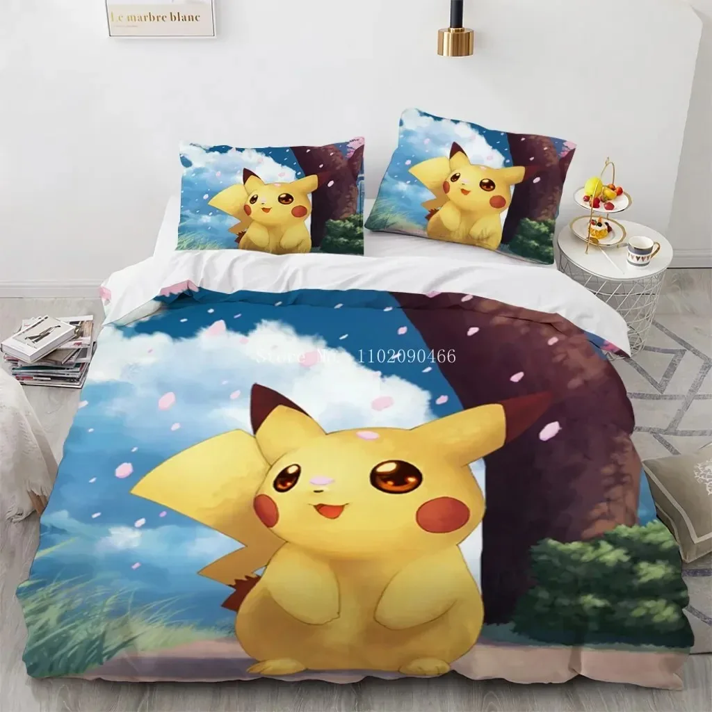 Pokemon Pikachu Duvet Cover Comforter Cover Quilt Double Twin King Children Baby Girl Bedclothes Bedding Set Bedroom Decoration