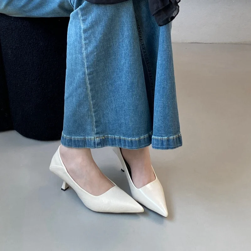 2026 Spring New Pointed Toe Shallow Pumps Slip On Women Shoes New Fashion Shallow Heel Elegant Dress Pumps Sexy Party Shoe Mujer