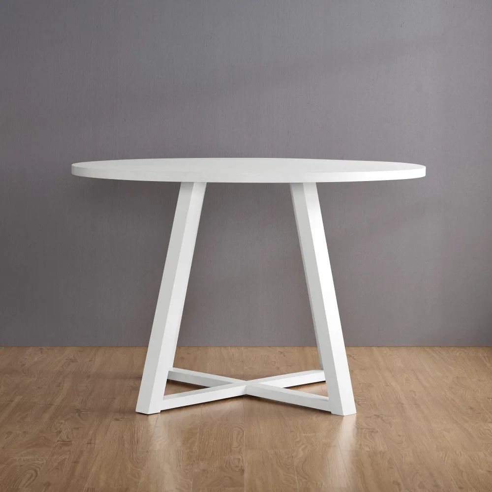 Edo eigentijdse ronde eettafel schraagbasis witte afwerking