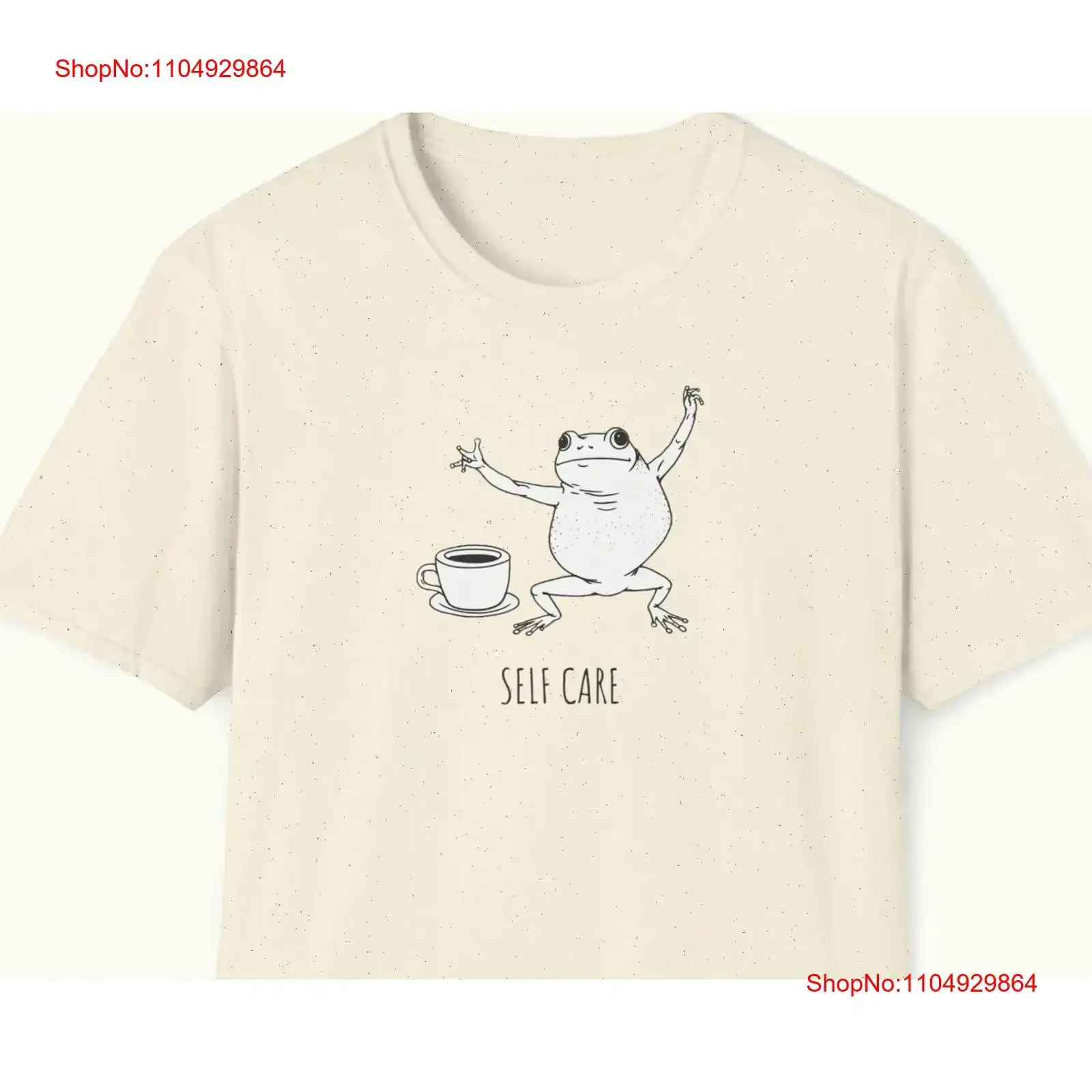 

Self Care T Shirt Frog Softstyle funny and cute with coffee cup vintage Washed Top For Everyday Wear Unisex graphic fashion