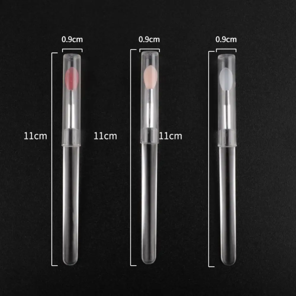 1/Portable Silicone Lip Brush With Cover Soft Lipstick Brush Washable Without Staining Transparent Handle Makeup Brush