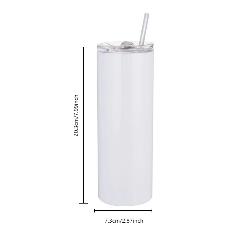 20oz Sublimation Straight Tumbler Stainless Steel Skinny Tumbler with Straw Lid Portable Bottle For Wedding Gift Cup