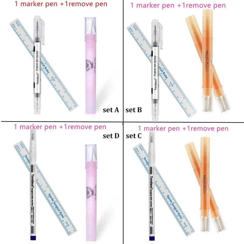 

Surgical Skin Tattoo Marker Pen Measure Paper Ruler Magic Eraser Remover Brush Pen Microblading Eyebrow Makeup Tattoo Pens Set