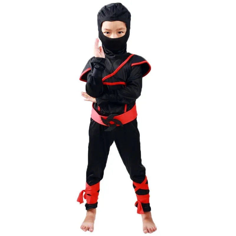 Kids Ninja Costume Uniforms Boy Girl Halloween Party Fancy Costumes Children Warrior Samurai Ninja Cosplay Suit Clothes Set Gift