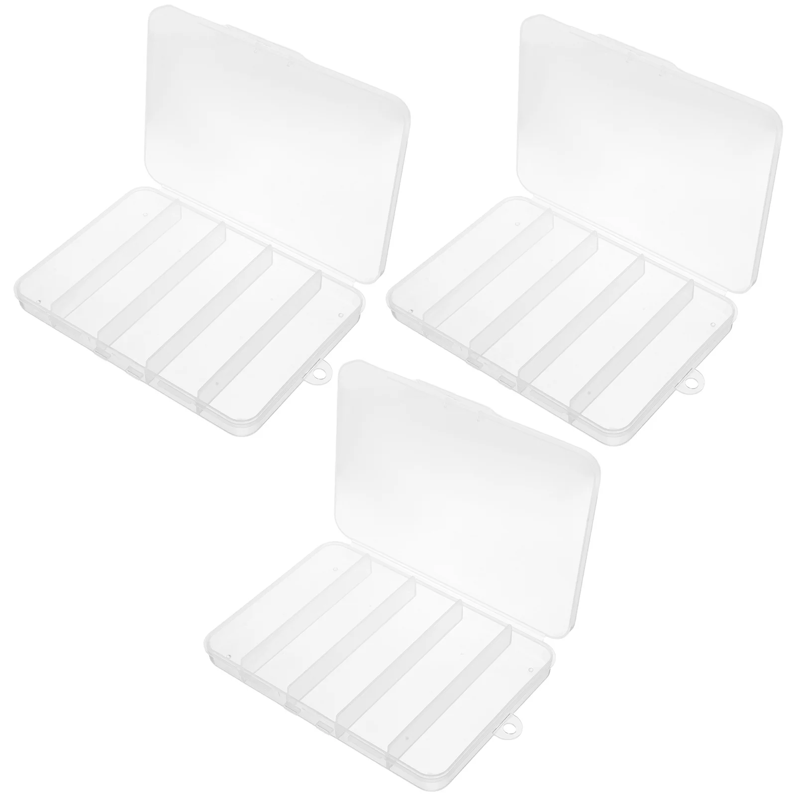 

3Pcs Clear Plastic Organizer Box Transparent PP Storage Case with Divider for Jewelry Earrings Fishing Hooks Small Parts Craft