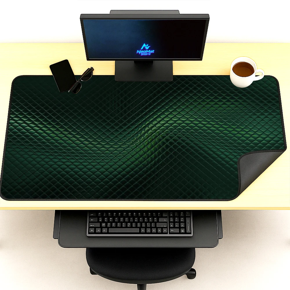 Geometric Mouse Pad Desk Pad Textured Dark 140x60 Gaming Green 120x60 Premium Mousepad Nonslip Large Very Thick Accessories