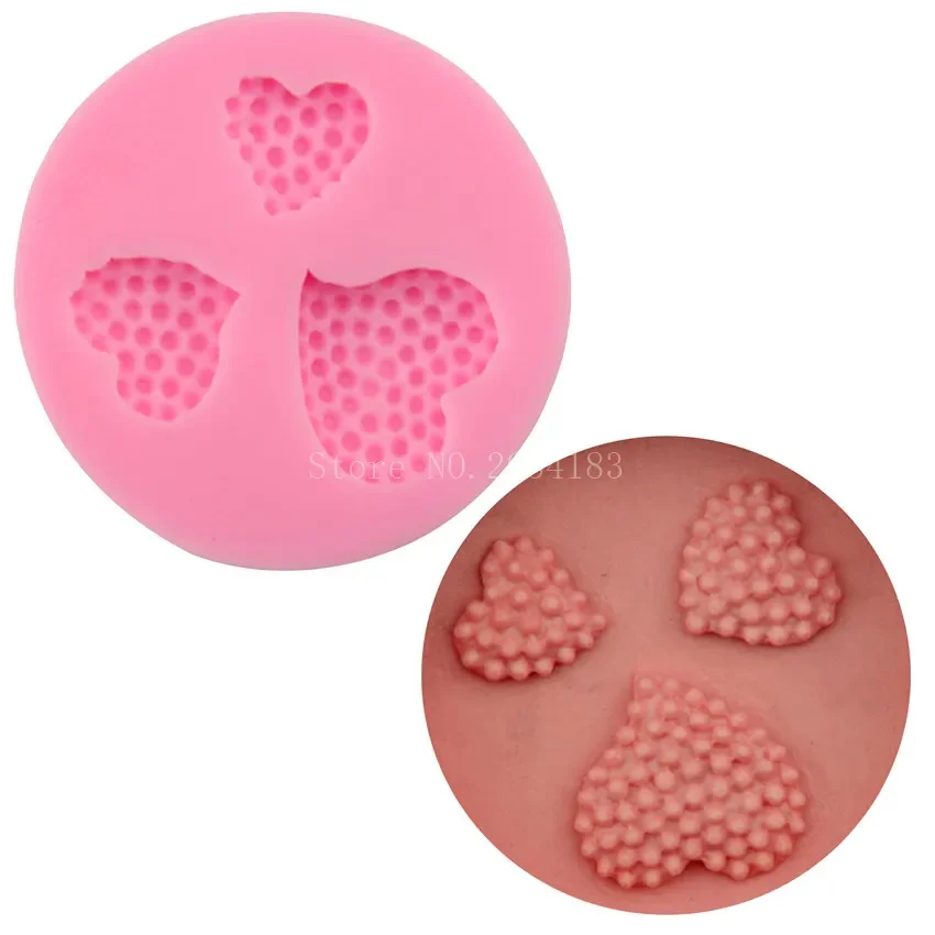 

3 Hold Point Love Heart Silicone Fondant Soap 3D Cake Mold Cupcake Jelly Candy Chocolate Decoration Baking Tool Moulds FQ2377
