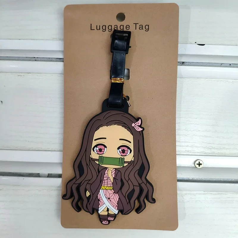 Demon Slayer Anime Figures Nezuko Tanjirou Zenitsu Inosuke Kyoujurou Giyuu Luggage Tag Kawaii Pendant Model Toys Children Gift