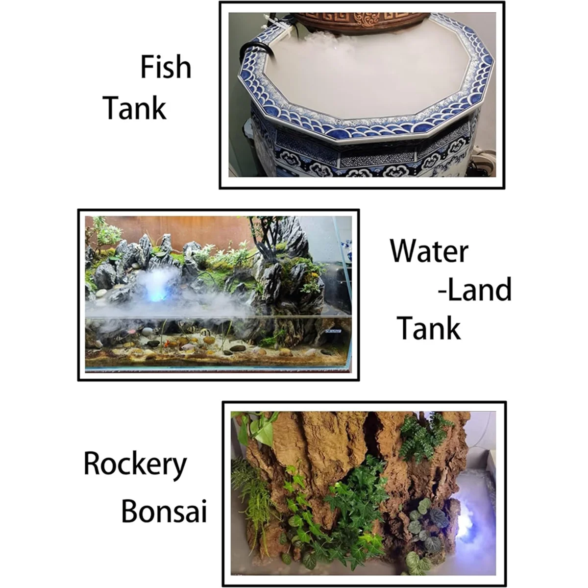 Mist Maker, USB Port 4 Color LED Lights Mini Mister Fog Machine, Indoor Fountain Garden Pond Water Fogger Atomizer White HOT