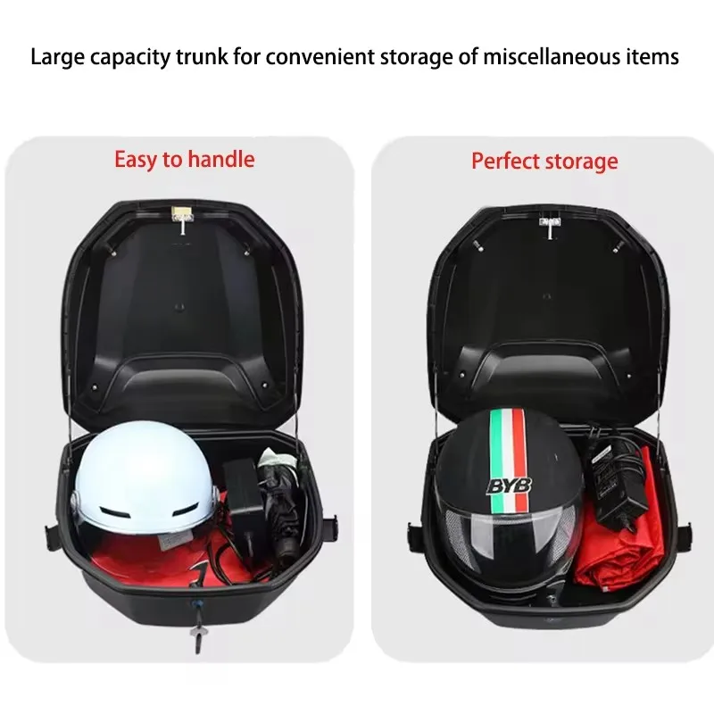 Motorcycle Top Case Daily Tail Box Trunk Waterproof Luggage Storage Carrier Lockable Storage Box Carrier With Mounting Hardware