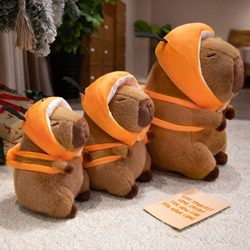 22/28/38cm criativo halloween cos capivara boneca de pelúcia abóbora diabo chapéu mochila capivara animal de pelúcia decoração de casa presente para criança