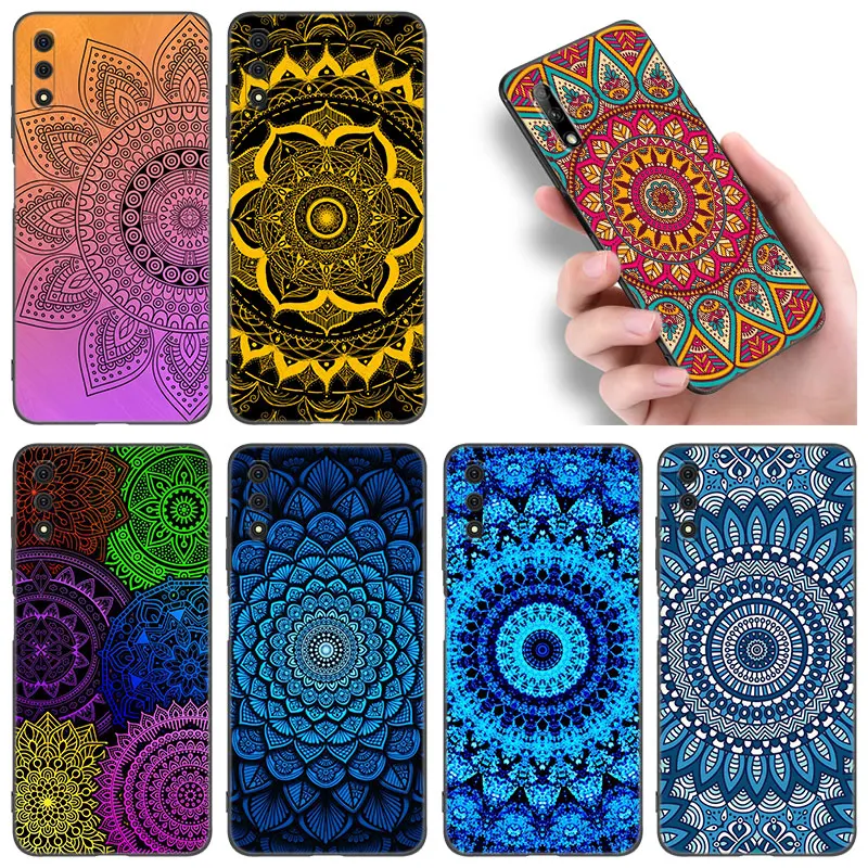 Mandala Chakra Yoga Phone Case For Huawei Honor 7A 8A 9X 20 Pro 10X Lite 7S 8S 8C 8X 9A 9C 10i 20i 30i 20E 20S Soft Black Cover