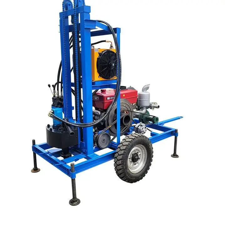

Customized Diesel Hydraulic Water Well Drilling Rig 28HP 150m High Quality Wheel Type Easy Drilling Flexible Mobile