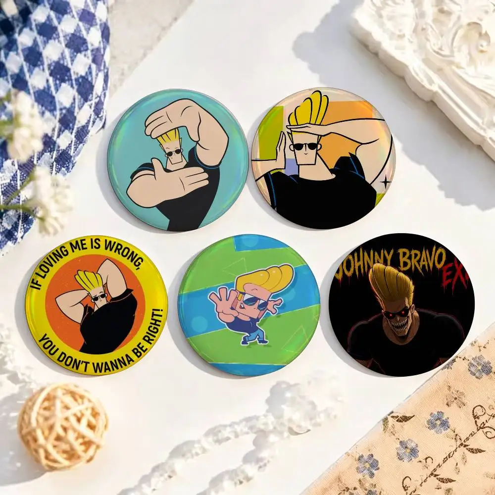 Anime J-Johnny Bravo  25mm 32mm 44mm 58mm Anime Badges Brooches DIY Pins Decorations Birthday Gifts