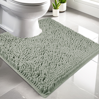 Luxury Chenille Toilet Rugs U-Shaped 50X50cm Soft Absorbent Non-Slip Contour Bathroom Rugs Machine Washable Contoured Bath Mats