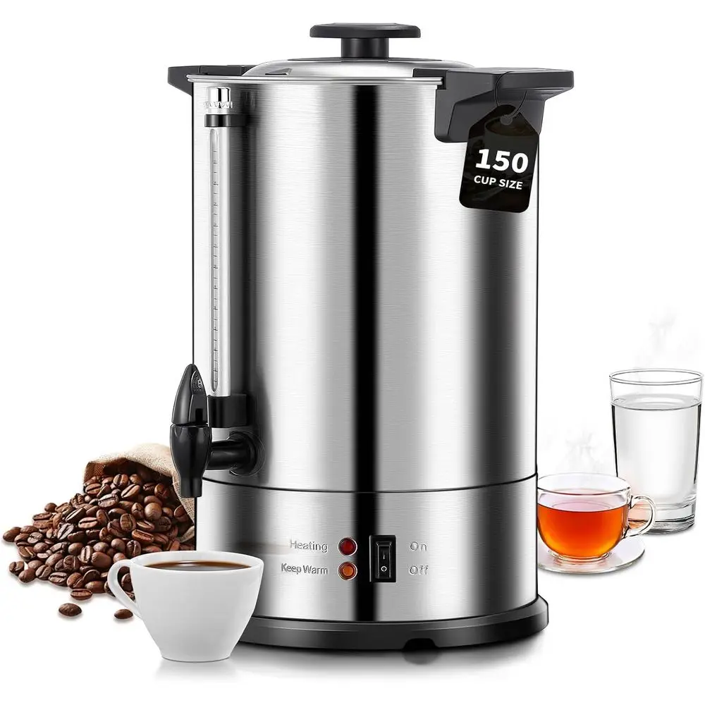 Coee Maker 150 Cups Commercial, Coee Urn 15 L/3.96 Gal Electric Hot Beverage Dispenser with Driplaucet, 1500W Power Quick Brew,