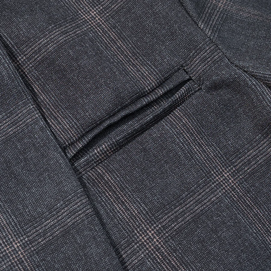 Abrigos Femeninos Primavera 2026, Cuello Alto, Bolsillos Asimétricos, Blazers Grises a Cuadros, Ropa de Abrigo Otoñal para Mujer, Estilo Vintage Urbano