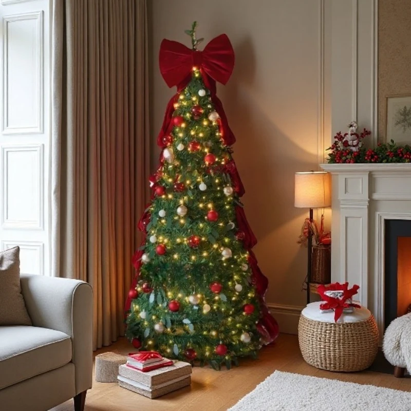 

1.2M-1.8m Extendable Christmas Tree Foldable Xmas Tree for Home Garden Commercial Showcase Display Decor Holiday Festival Gift