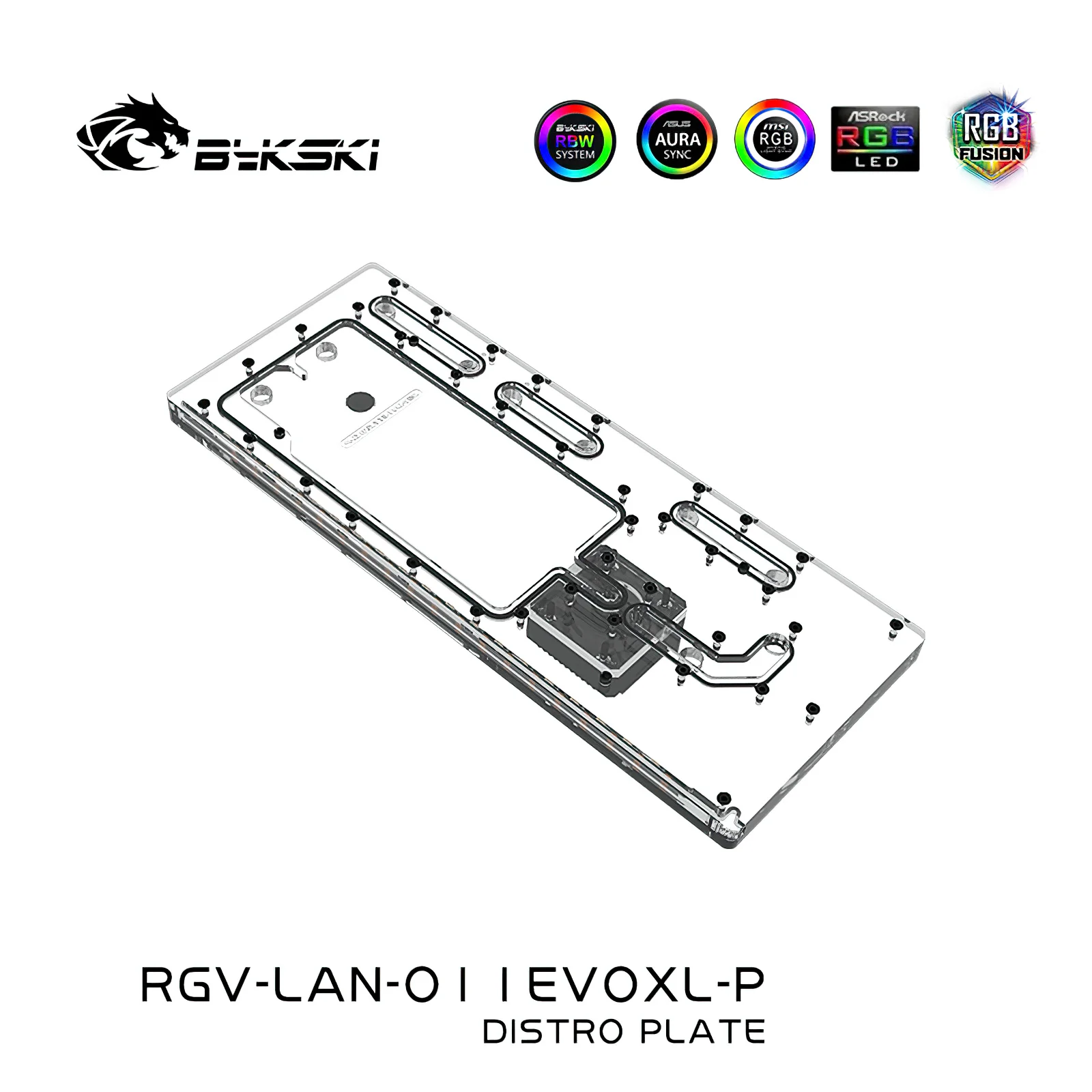 Imagem -02 - Bykski-resfriamento a Água Rgb Reservatório Tanque Distro Placa para Lianli O11evoxl Chassis Rgv-lan-o11evoxl-p