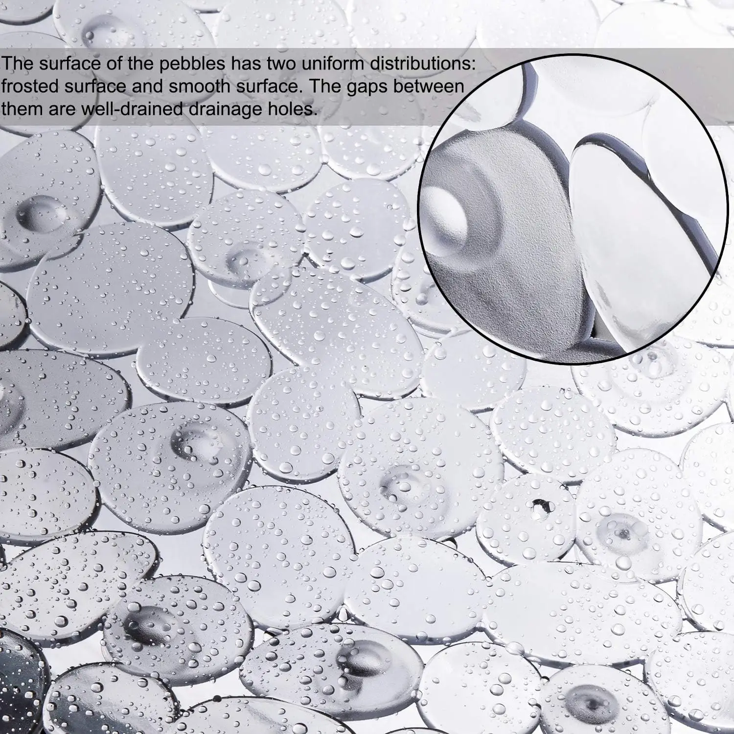 1 Stück ovale Badewannenmatten mit Kieselsteinen, 36 x 69 cm, rutschfeste Badematte mit Saugnäpfen und Abflusslöchern für Badezimmer, PVC-Duschmatte, sichere Matte – Detail 5
