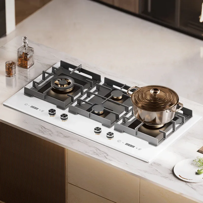 960mm Four-Burner Built-In Liquefied Gas/Natural Gas Cooktop with Timer for Household Use 