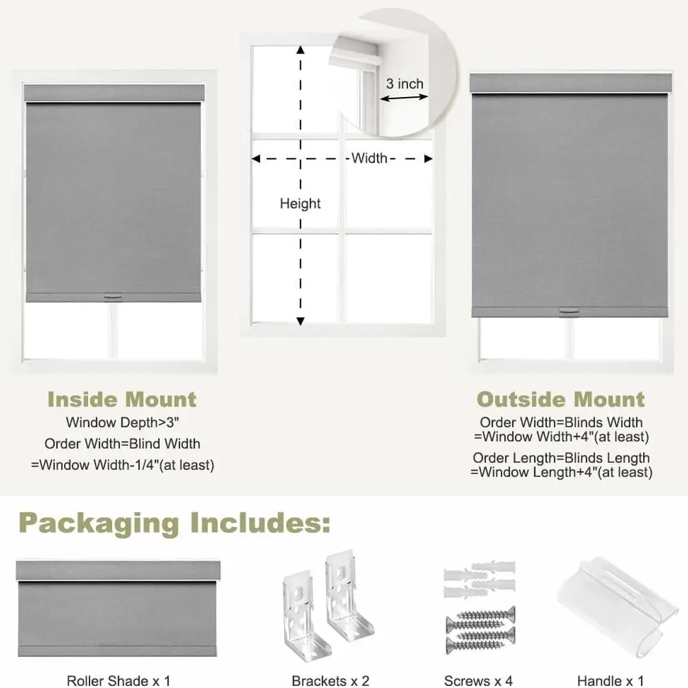 ม่านม้วนผ้าลินินไร้สาย ป้องกันความร้อน ป้องกันรังสียูวี ป้องกันแสงสำหรับบ้าน/สำนักงาน (สีเทาไลน์, 34x72)