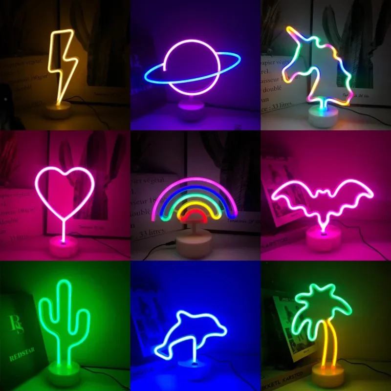 

Neon Light Party LED Flamingo Pineappl Colorful Pink Led Night Light for Bedroom Decor Neon Sign Wallpaper Christmas Neon Bulb