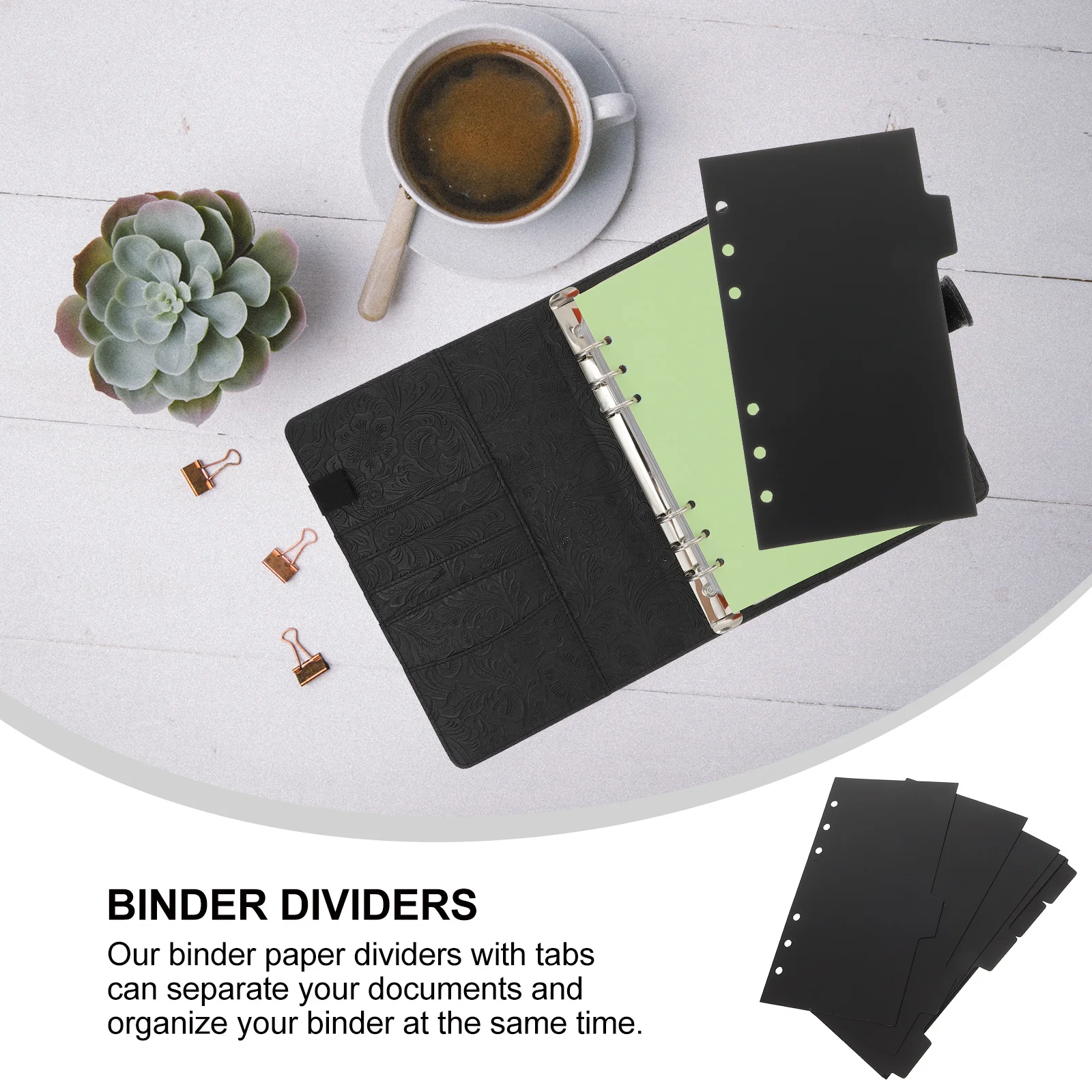 A5 Planner Dividers Black Binder Inner Page of Handbook Folder for 6 Rings Protector Parts Office