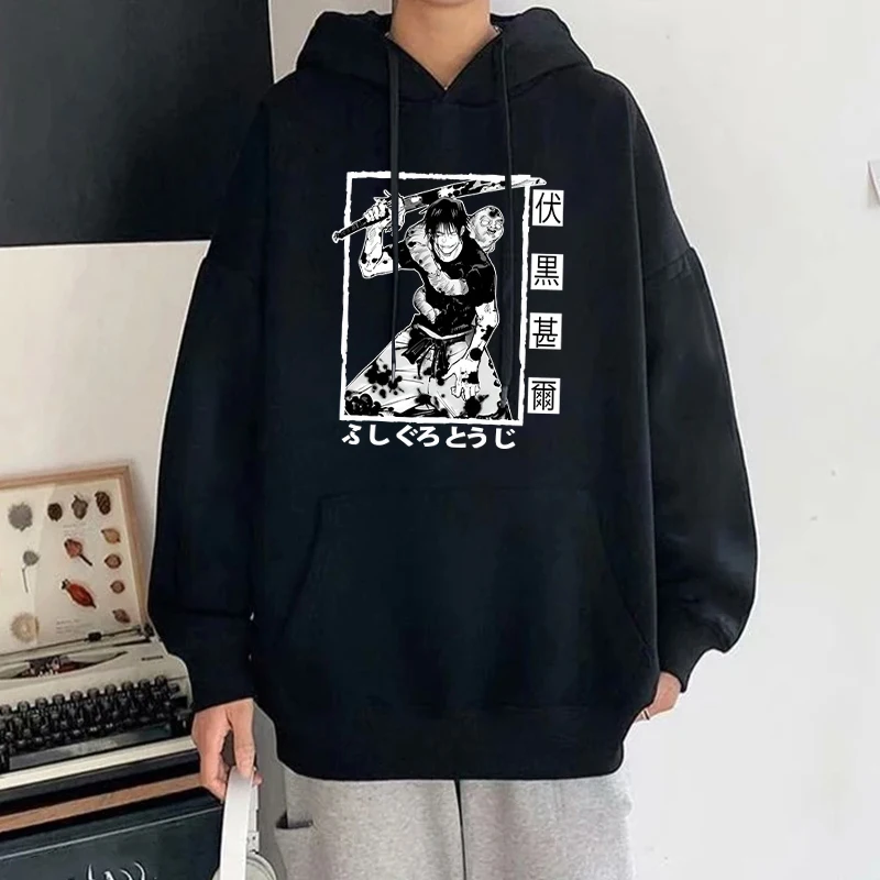 New Anime Fushiguro Toji Print Hooded Fashion Women Girl Sweatshirt Long Sleeve Casual Tops Harajuku Animation Casual Sports