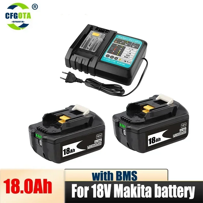 

18V 18.0Ah Rechargeable Battery 18000mah LiIon Battery Replacement Power Tool Battery for MAKITA BL1860 BL1830+3A Charger