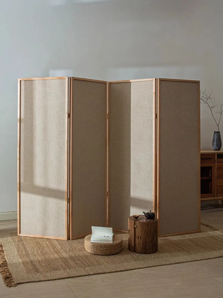 

Solid wood folding partition Chinese screen living room fabric entrance bedroom shelter household simple floor folding screen