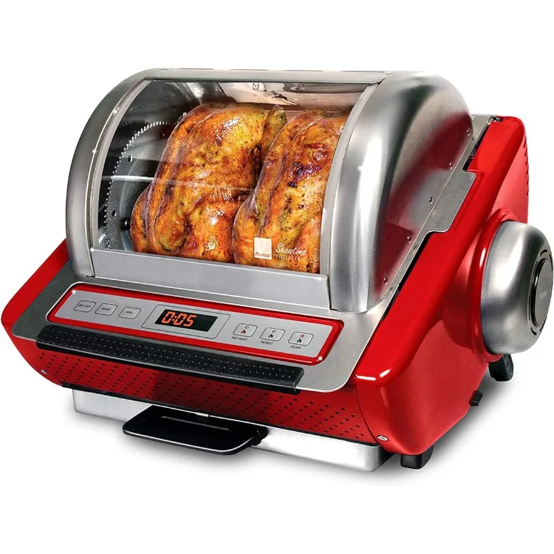 

Ronco EZ-Store Rotisserie Oven, Cooks Perfectly Roasted Chickens, Large, 3 Cooking Options: Roast, Sear, No Heat Rotation, Red