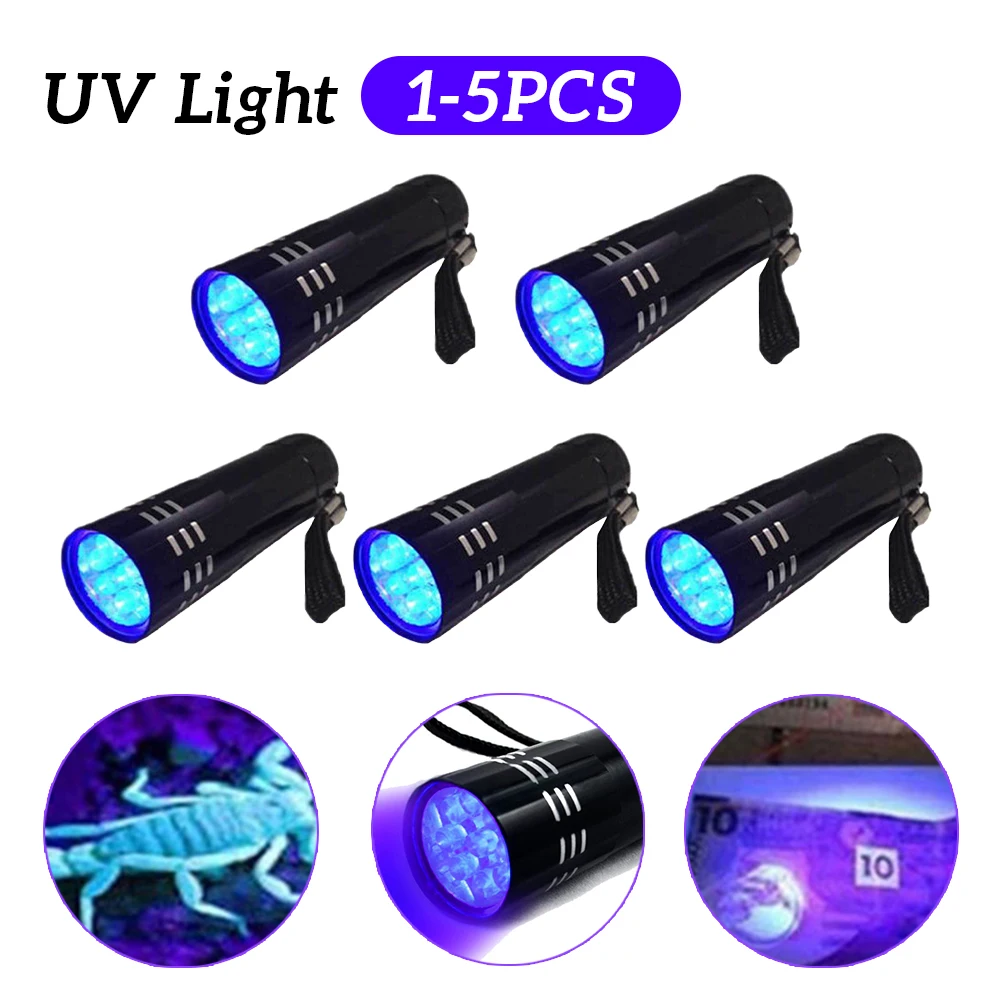 9LED Scorpion Detection Light Aluminum Mini 4.5V Fluorescent Agent Detection Light Waterproof Lightweight Lighting Tool Home Use