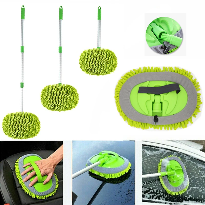 

Car Chenille Retractable Car Wash Mop Car Wash Mop Wet & Dry Dust Removing Soft Fur Cleaning Sponge Wiping Glove Tool