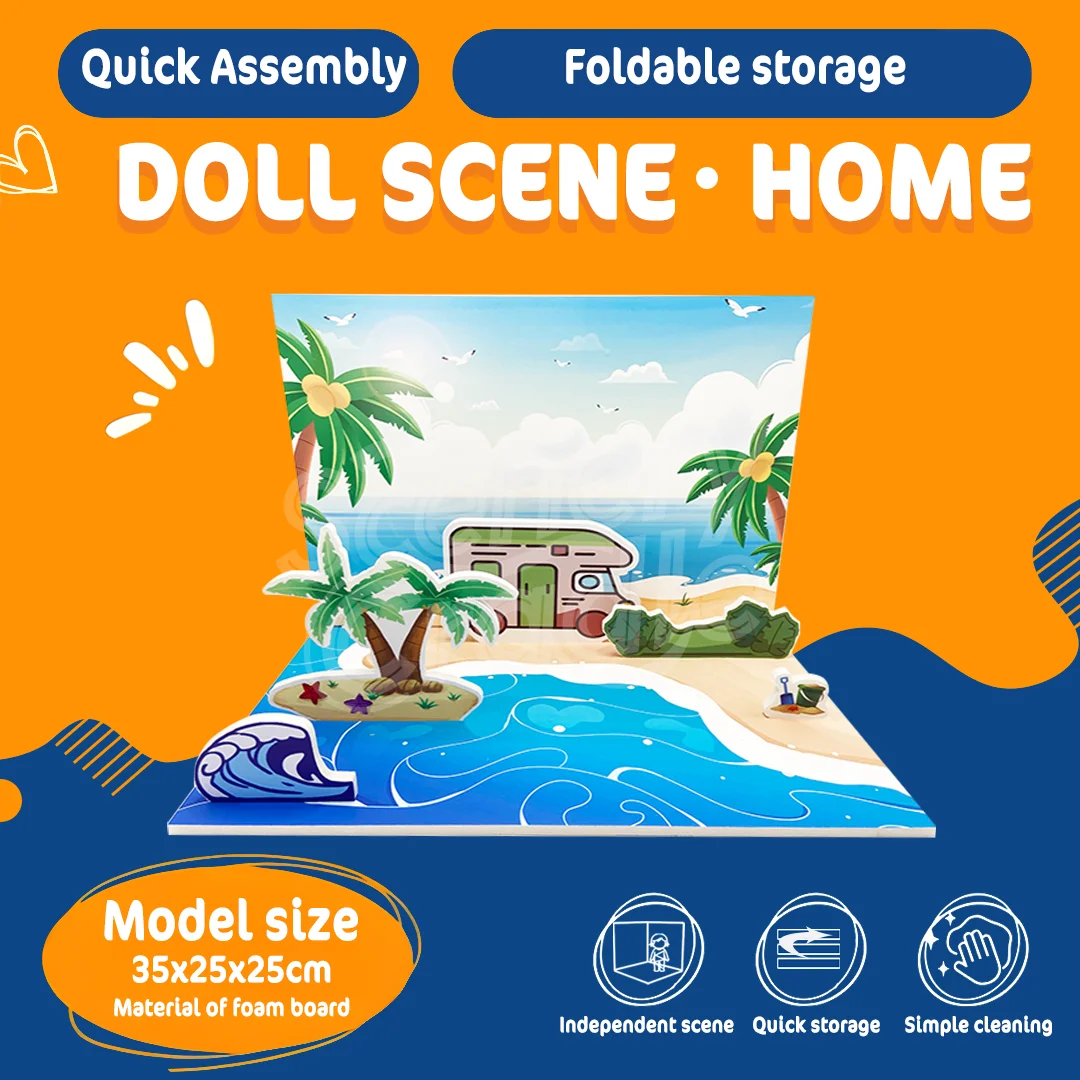 

An assembled model of a miniature scene backdrop,used for displaying dolls,vehicles,characters,actions PVCbackground materals.