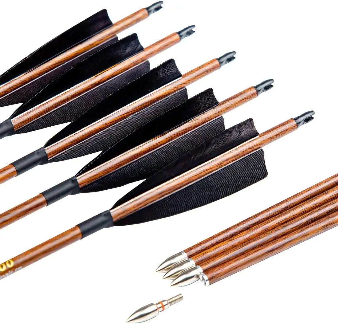

Archery Traditional Arrows 300 400 500 600 Spine Turkey Feather 30 32 Inch Carbon Shafts for Recurve Longbow Compound Bows Hunti