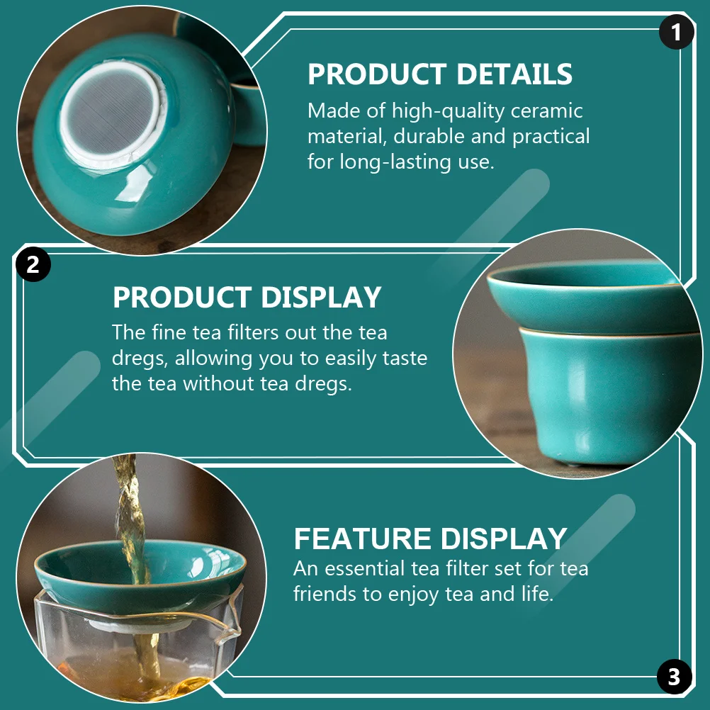 

Tea Strainer with Base Ceramic Porcelain Filter Retro Style Heat Resistant for Daily Tea Brewing Decoration Gift Idea