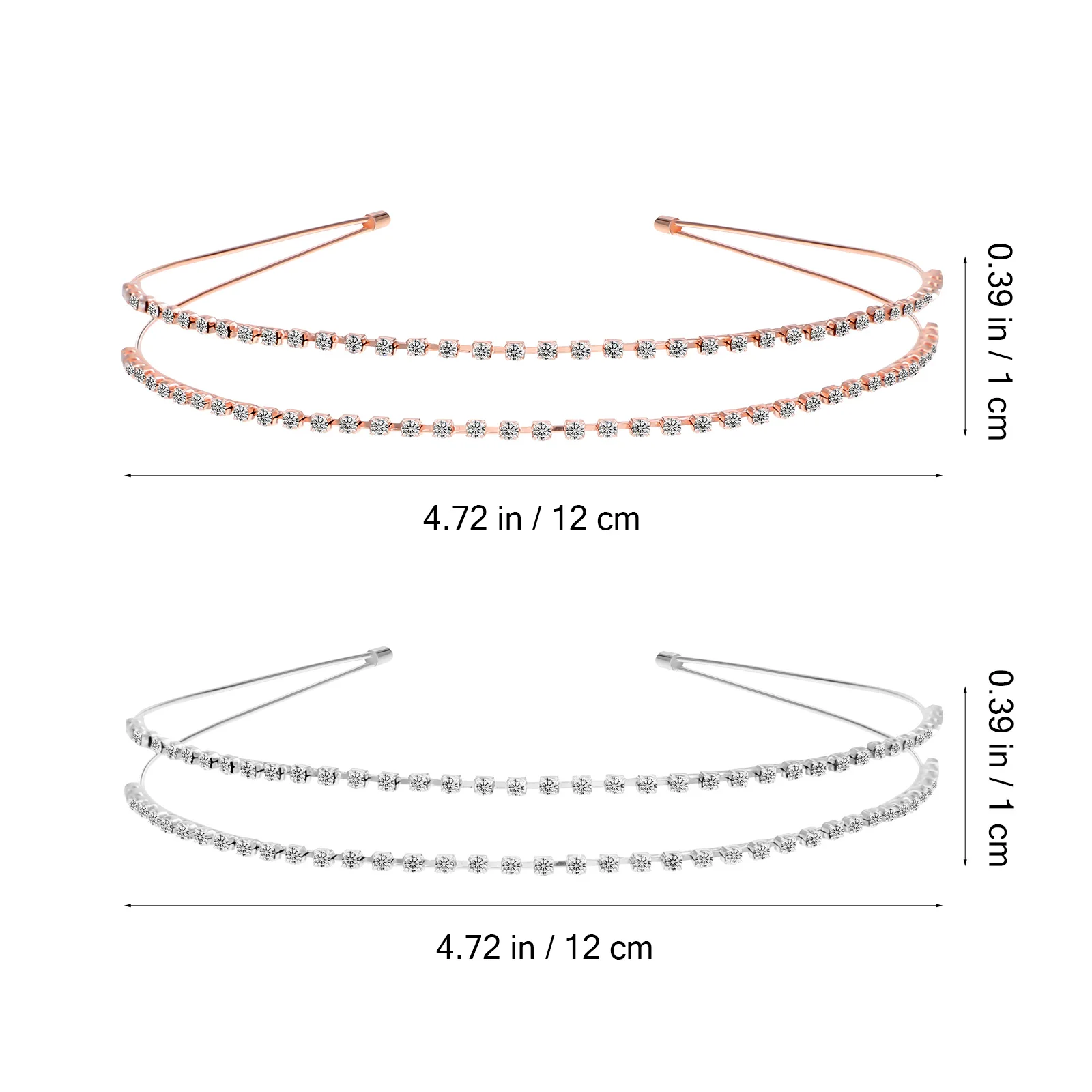

4 Pcs Rhinestone Headb Shining Women Girl Hair Accessory Durable Double Row Bride Double Row Rhinestone Headdress Hairb