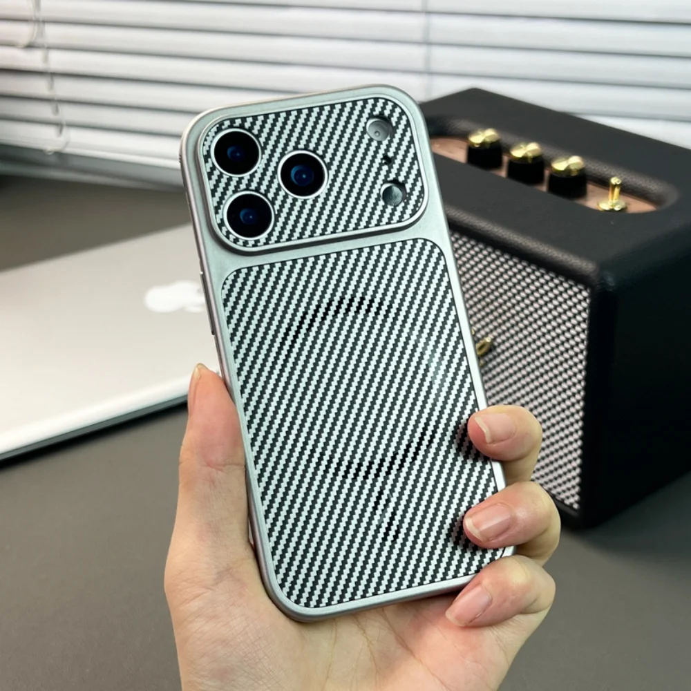 Original Frosted Heat Dissipation For Magsafe Case For iPhone 17 Air 16 15 14 13 Pro Max Carbon Fiber Magnetic Soft Bumper Cover view 3