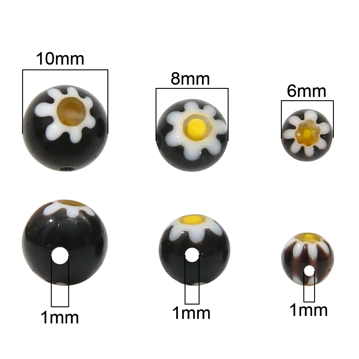 About 39-95pcs Thousand Flower Glass Beads, Round Loose Beads, Handmade DIY, Necklace, Bracelet, Ear Jewelry Accessories Materia