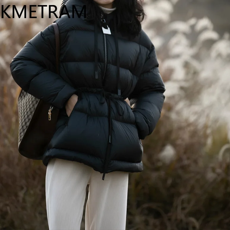 KMETRAM Winter White Goose Down Coats Woman Warm Puffer Jacket Mid Length New in Odzież wierzchnia Odzież damska 2024 пуховик женский