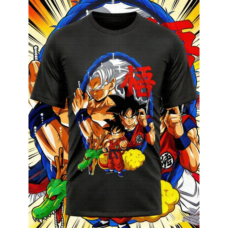 2026 Sommer Dragon Ball 100% Baumwolle Bedrucktes T-Shirt für Herren – Neu, Anime-Print, Bequem, Atmungsaktiv, Übergröße, Lässig, Locker