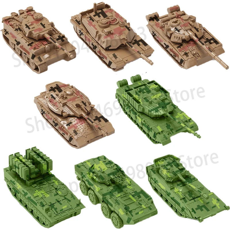 

4 шт./компл., WW2, военный тигр M1A1 T14, модель танка, строительные блоки, штурмовая машина, леопард II, танк, бронированный автомобиль, кирпичи, детские игрушки