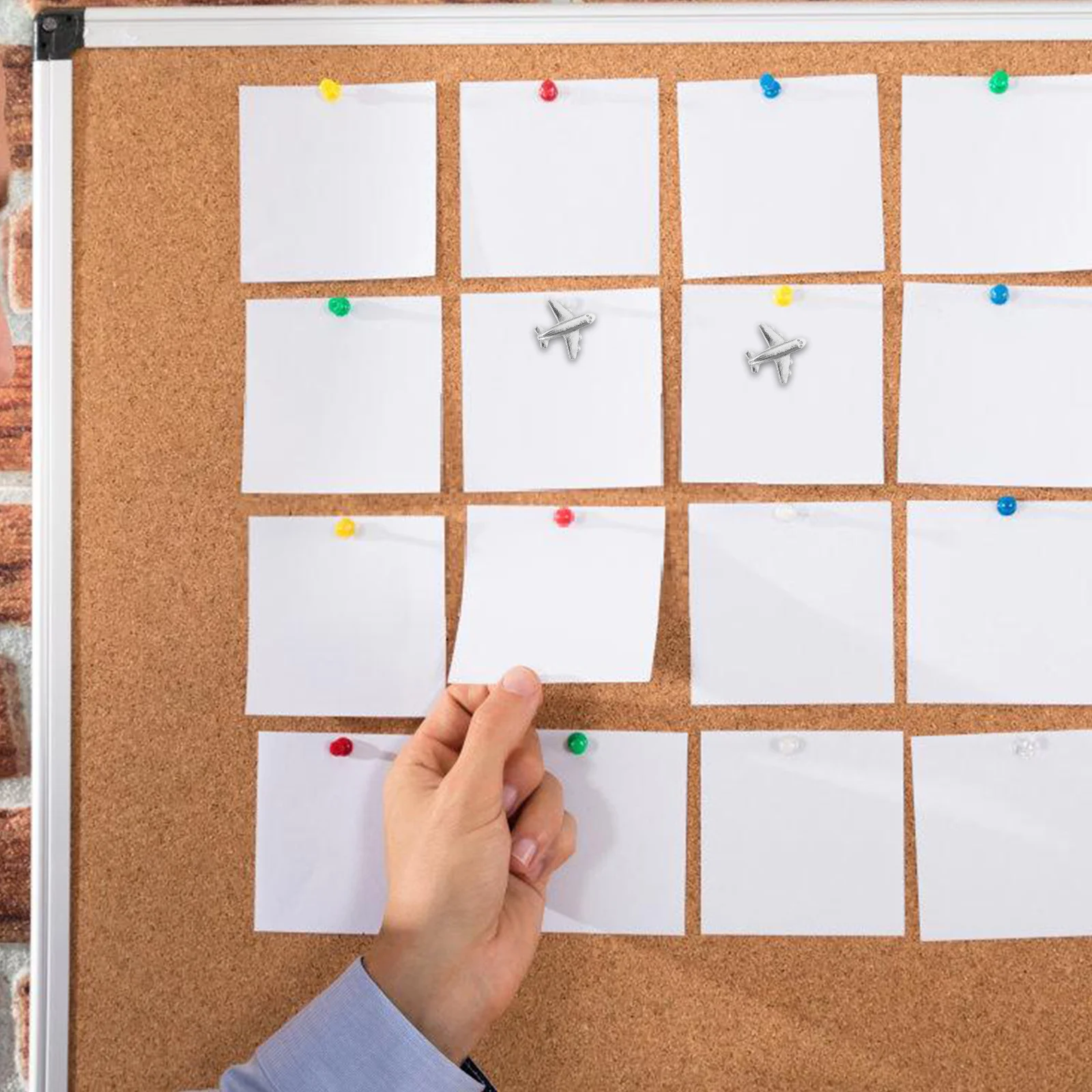 

24Pcs Silver Metal Airplane Pushpins Sturdy Decorative Thumbtacks for Bulletin Boards Maps Wall Photos Office Travel Craft