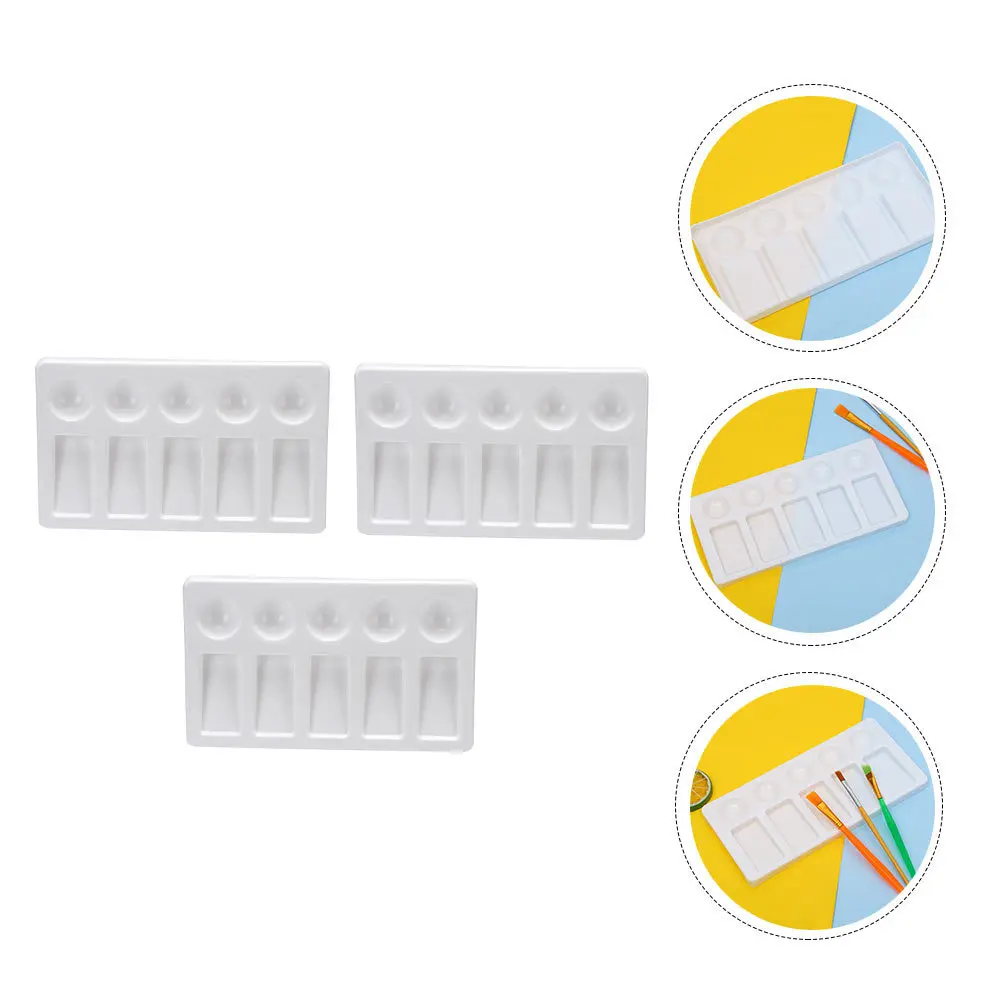 

3 pcs Plastic Color Mixing Tray Rectangle Shape Lightweight Durable Painting Pallet For Watercolor Pigment Art Craft Diy