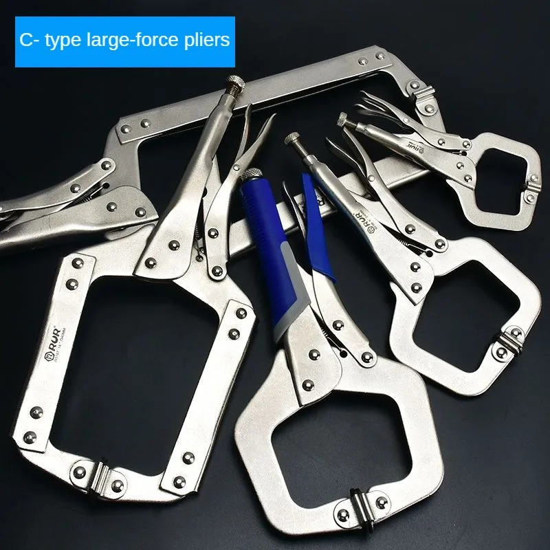 RUR Multi-function Pliers Industrial C-type Pressure Plier Heavy-duty Clamp Tools 6/9/11/14/18 Inch Woodworking Fixed Pliers