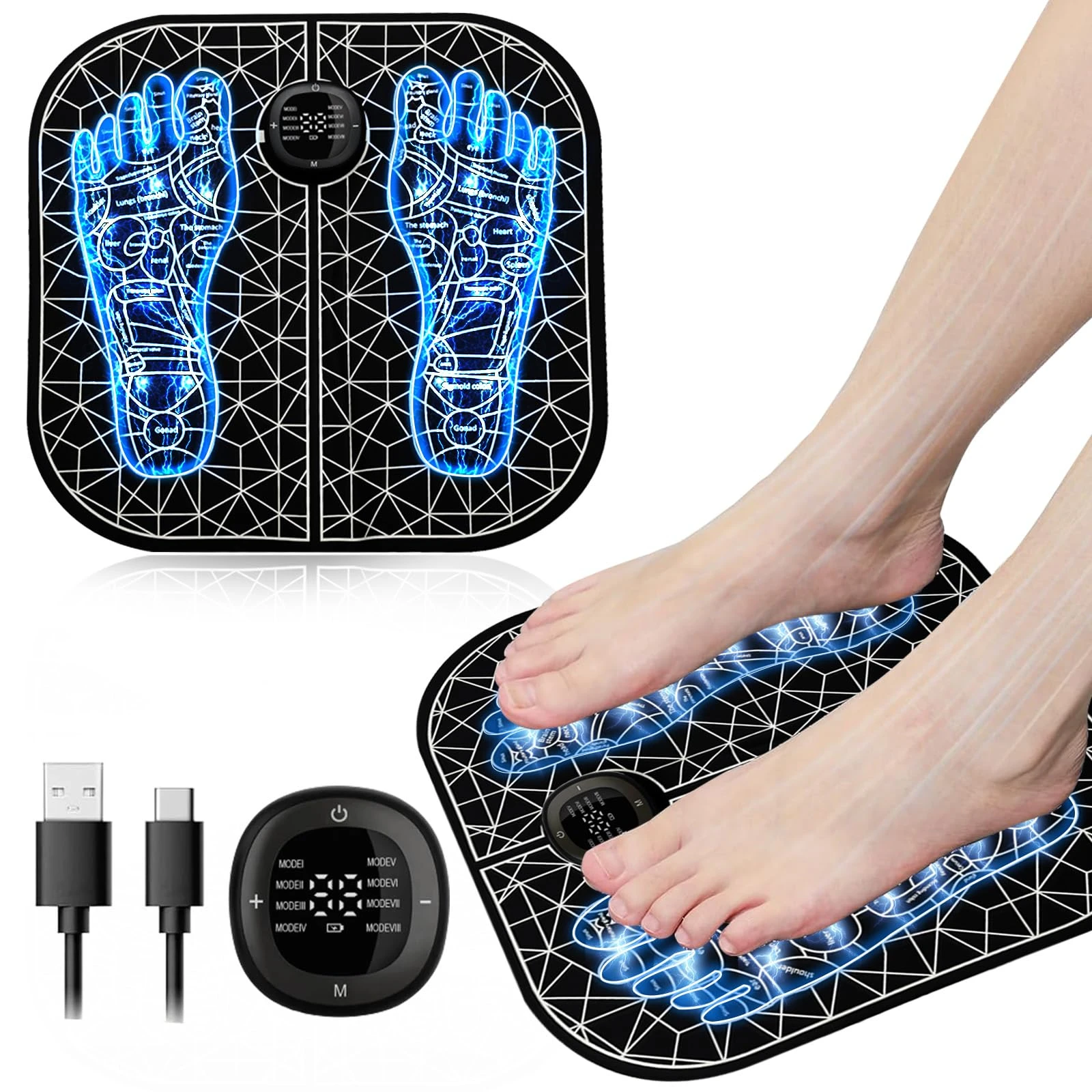 Home Office Alternative - Portable Rechargeable EMS Foot Massager Pad
